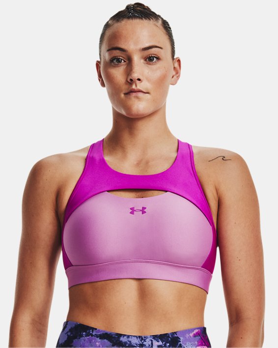 Women's Armour® Mid Crossback Harness Sports Bra, Purple, pdpMainDesktop image number 2